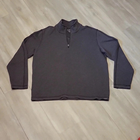 🛍Eddie Bauer Mens XL Pullover Gray Quarter Zip Warm Casual - Picture 1 of 4